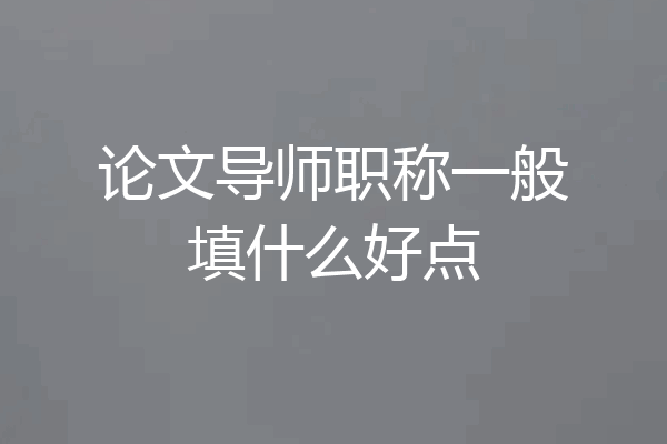 论文导师职称一般填什么好点
