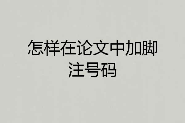 怎样在论文中加脚注号码