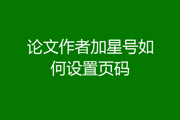 论文作者加星号如何设置页码