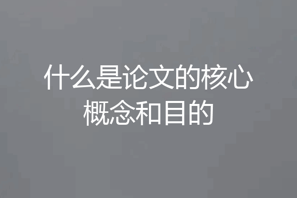 什么是论文的核心概念和目的