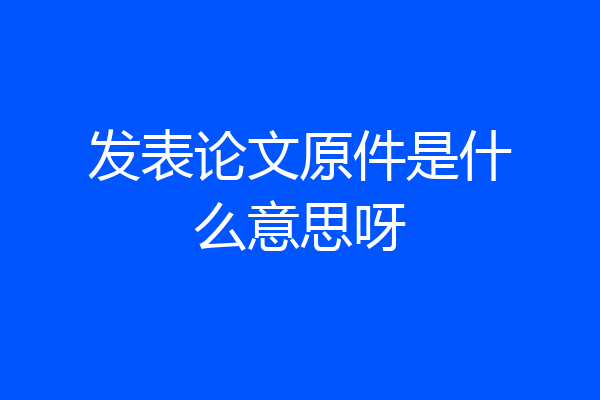发表论文原件是什么意思呀