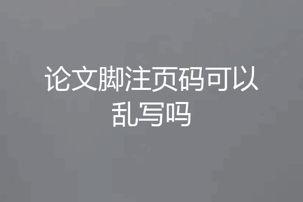 论文脚注页码可以乱写吗