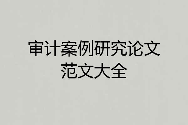 审计案例研究论文范文大全