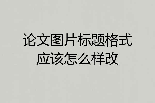 论文图片标题格式应该怎么样改