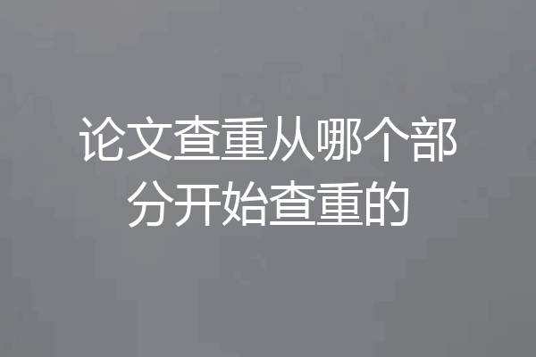 论文查重从哪个部分开始查重的