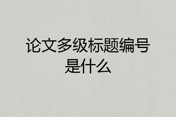 论文多级标题编号是什么