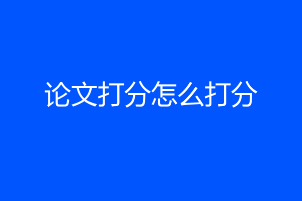 论文打分怎么打分