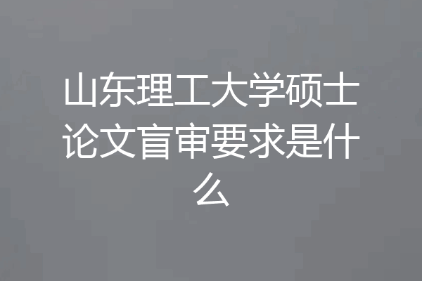 山东理工大学硕士论文盲审要求是什么