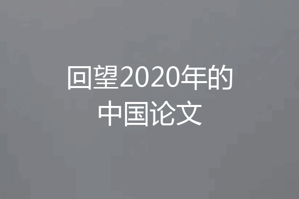 回望2020年的中国论文