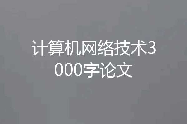 计算机网络技术3000字论文