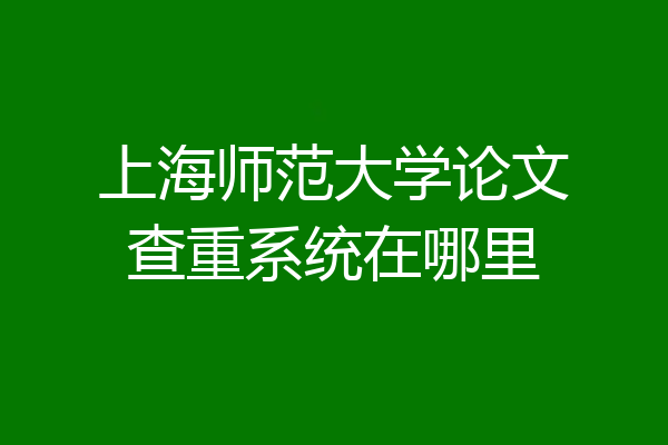 上海师范大学论文查重系统在哪里