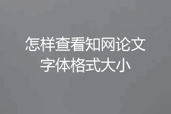 怎样查看知网论文字体格式大小