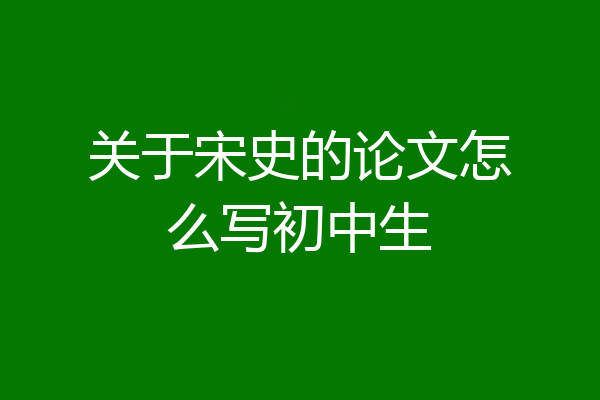 关于宋史的论文怎么写初中生