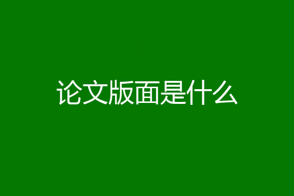 论文版面是什么