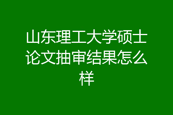 山东理工大学硕士论文抽审结果怎么样