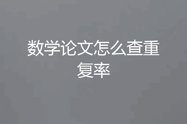 数学论文怎么查重复率