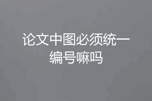 论文中图必须统一编号嘛吗