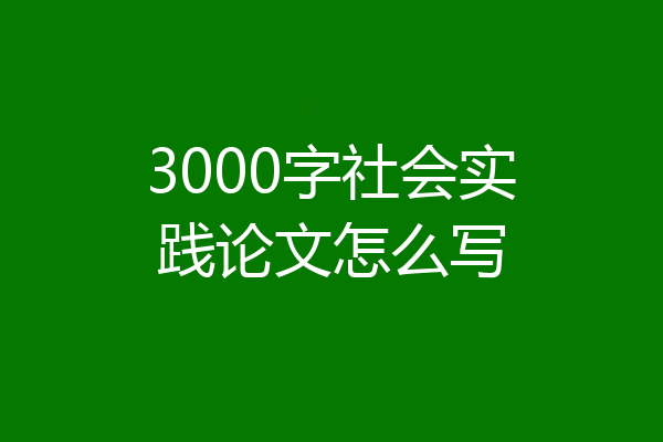 3000字社会实践论文怎么写