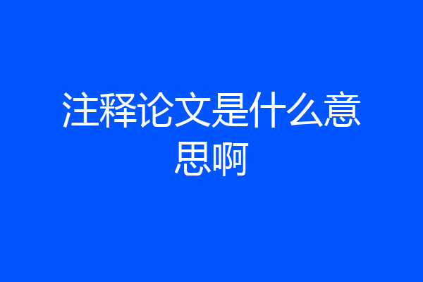 注释论文是什么意思啊