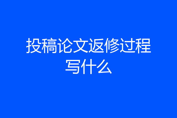 投稿论文返修过程写什么