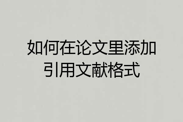 如何在论文里添加引用文献格式