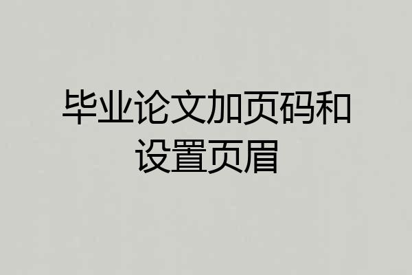 毕业论文加页码和设置页眉