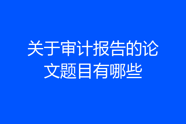 关于审计报告的论文题目有哪些
