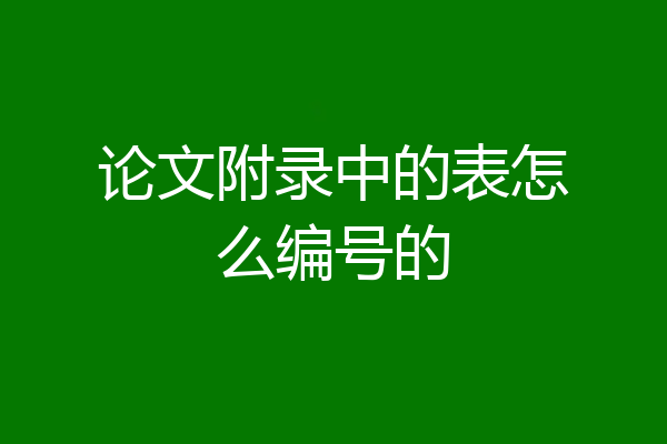 论文附录中的表怎么编号的