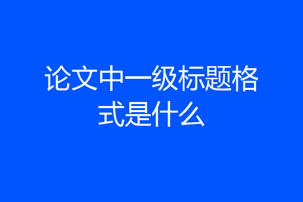 论文中一级标题格式是什么