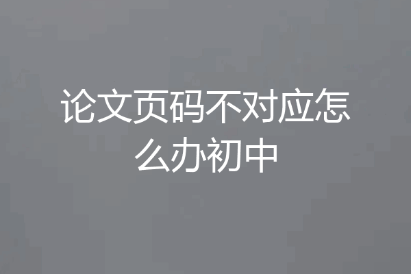 论文页码不对应怎么办初中