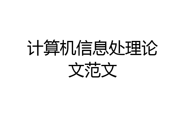 计算机信息处理论文范文