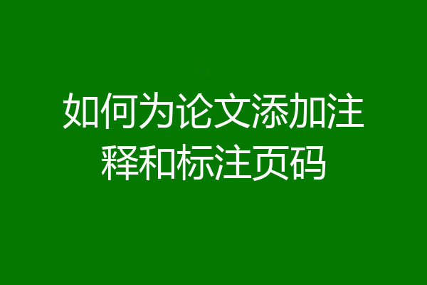 如何为论文添加注释和标注页码