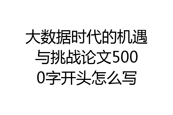大数据时代的机遇与挑战论文5000字开头怎么写