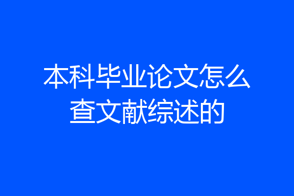 本科毕业论文怎么查文献综述的