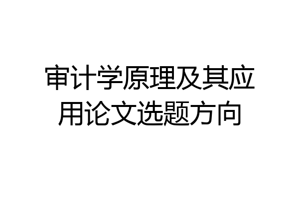 审计学原理及其应用论文选题方向