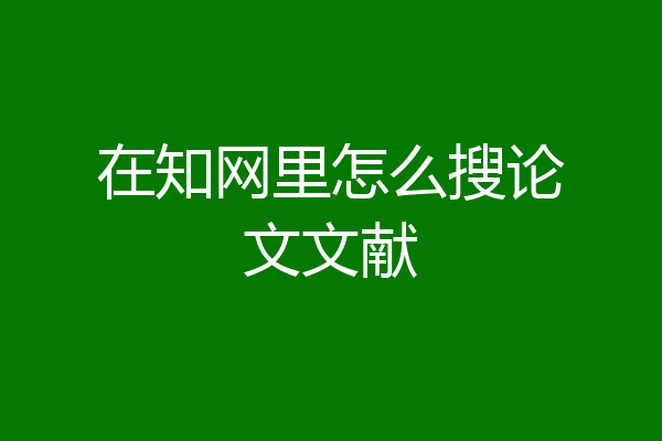 在知网里怎么搜论文文献