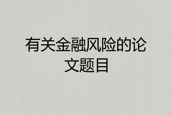 有关金融风险的论文题目