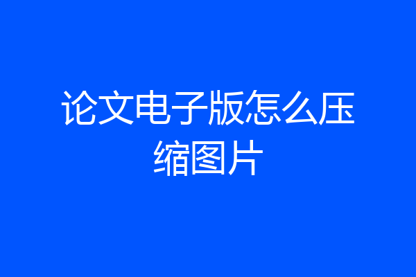 论文电子版怎么压缩图片