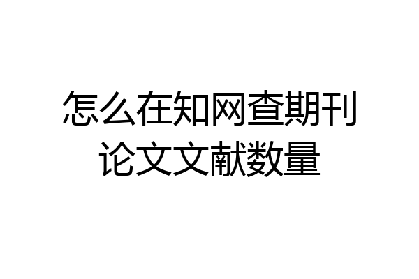 怎么在知网查期刊论文文献数量