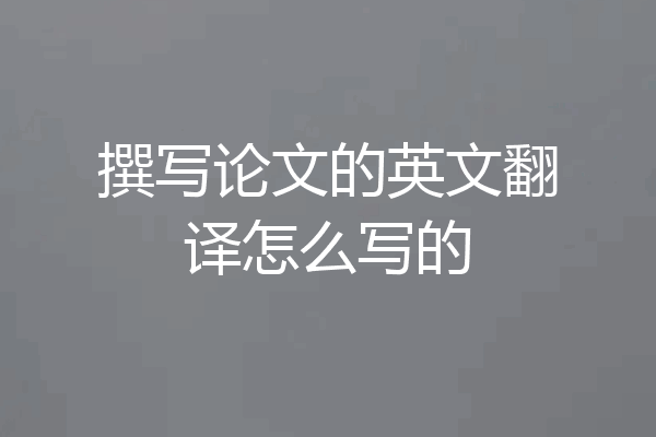 撰写论文的英文翻译怎么写的