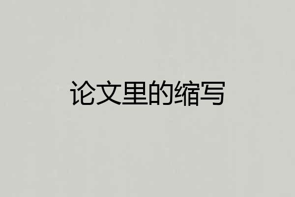 论文里的缩写