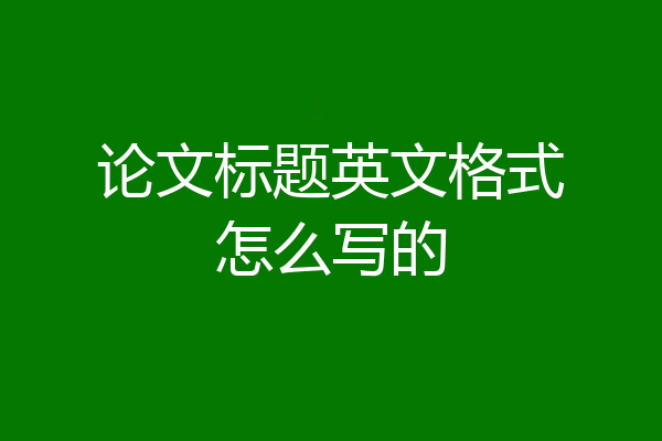 论文标题英文格式怎么写的
