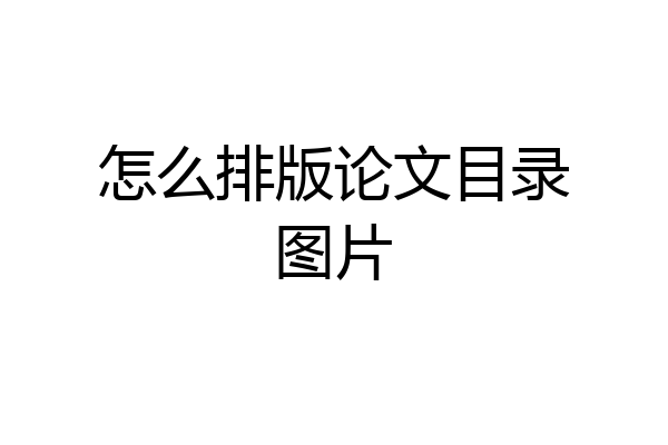 怎么排版论文目录图片