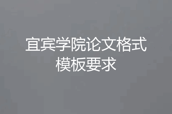 宜宾学院论文格式模板要求