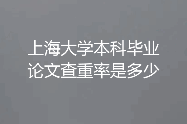 上海大学本科毕业论文查重率是多少