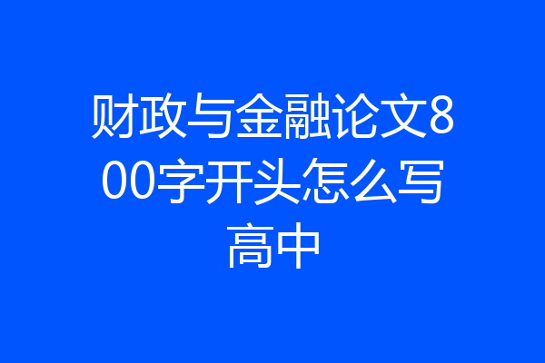 财政与金融论文800字开头怎么写高中