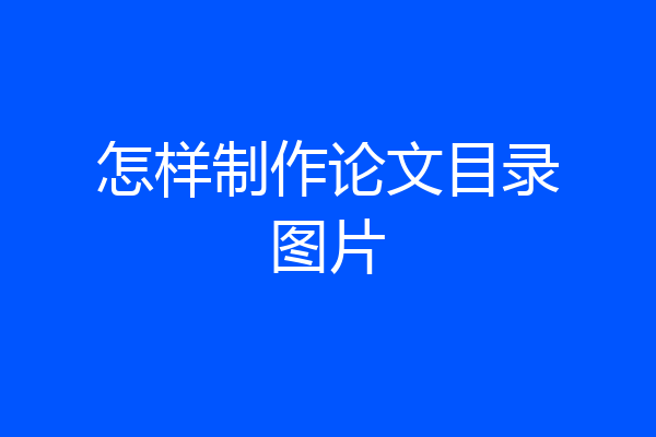 怎样制作论文目录图片