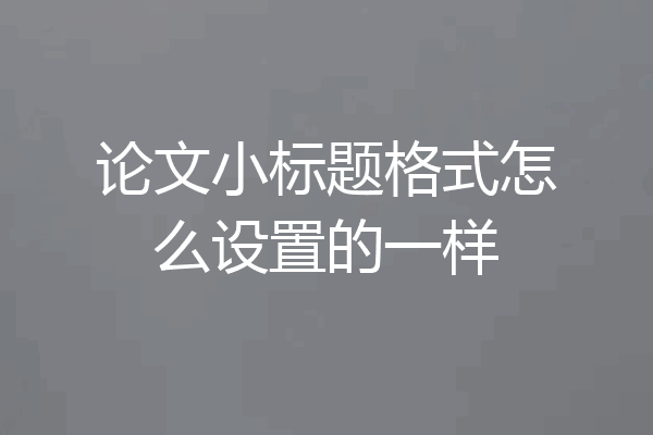 论文小标题格式怎么设置的一样