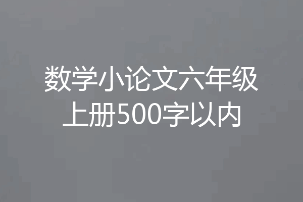 数学小论文六年级上册500字以内