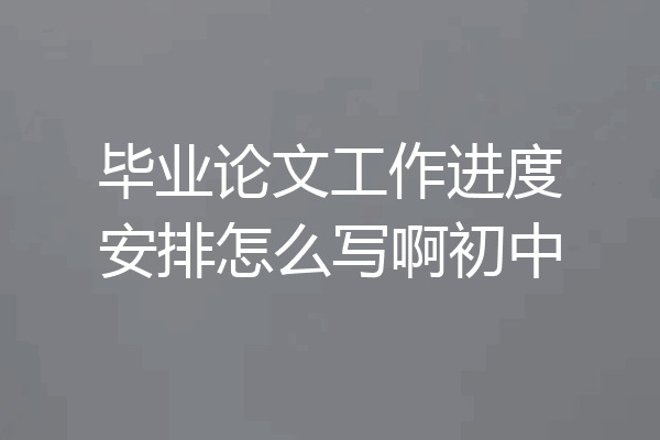 毕业论文工作进度安排怎么写啊初中